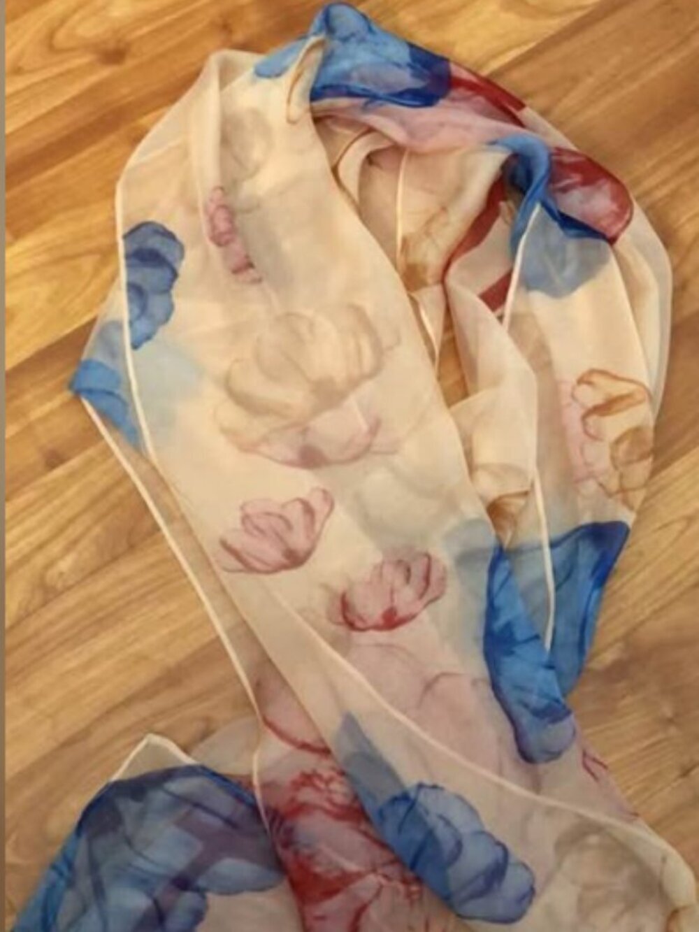Silk Scarf Sheer Pastel Floral